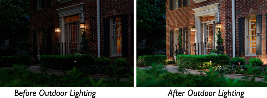 Before and after exterior lighting