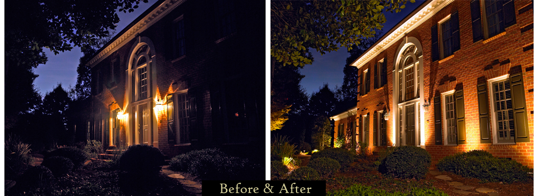 pikesville exterior home lighting before and after